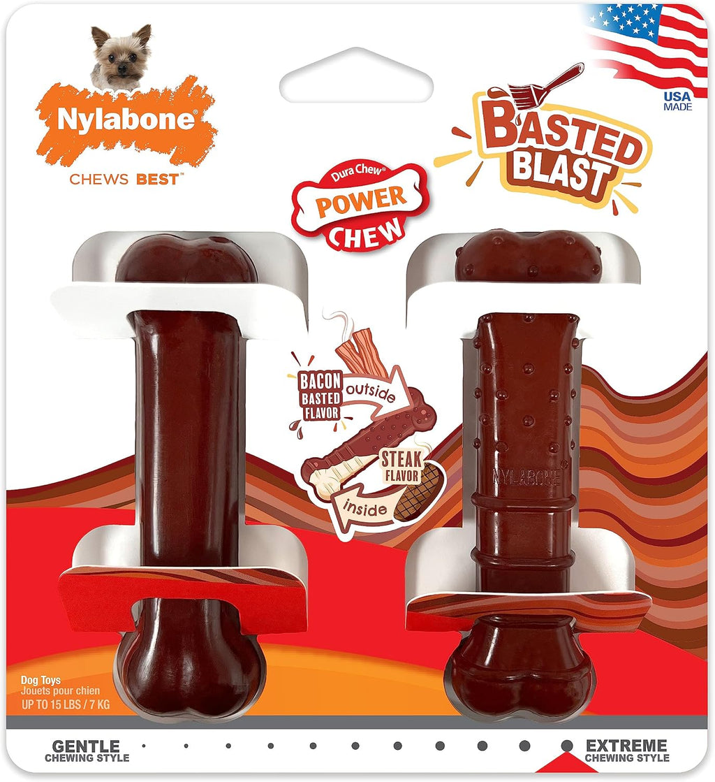 Nylabone Power Chew Basted Blast Dog Chew Toys, X-Small, 2 Count