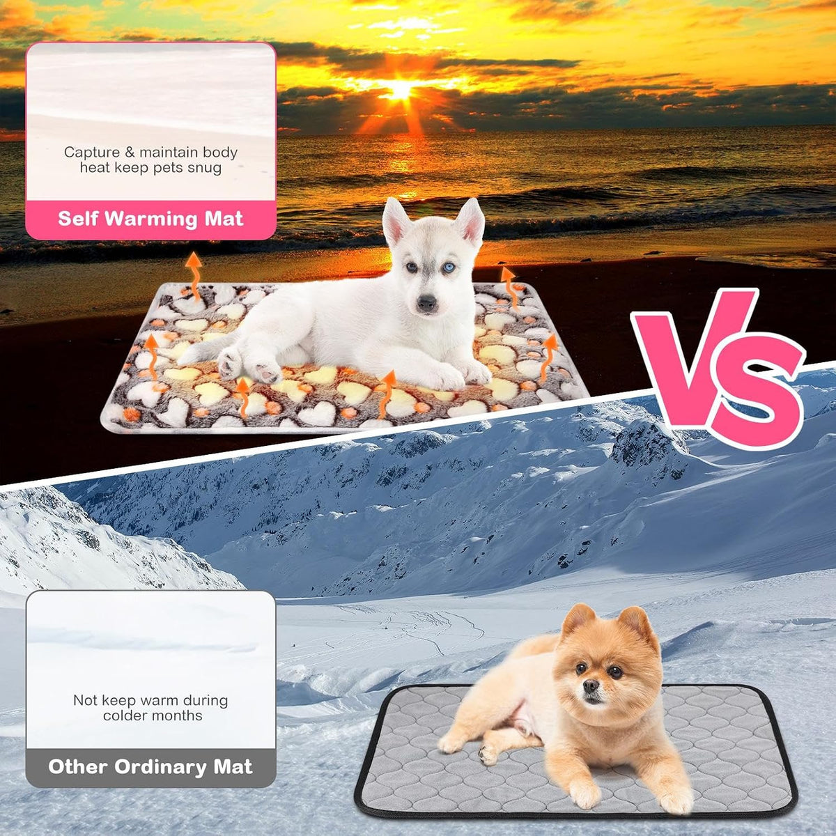 4 Pack Self Heating Cat Pad Self Warming Dog Mat, Heart, 20 x 28 Inch