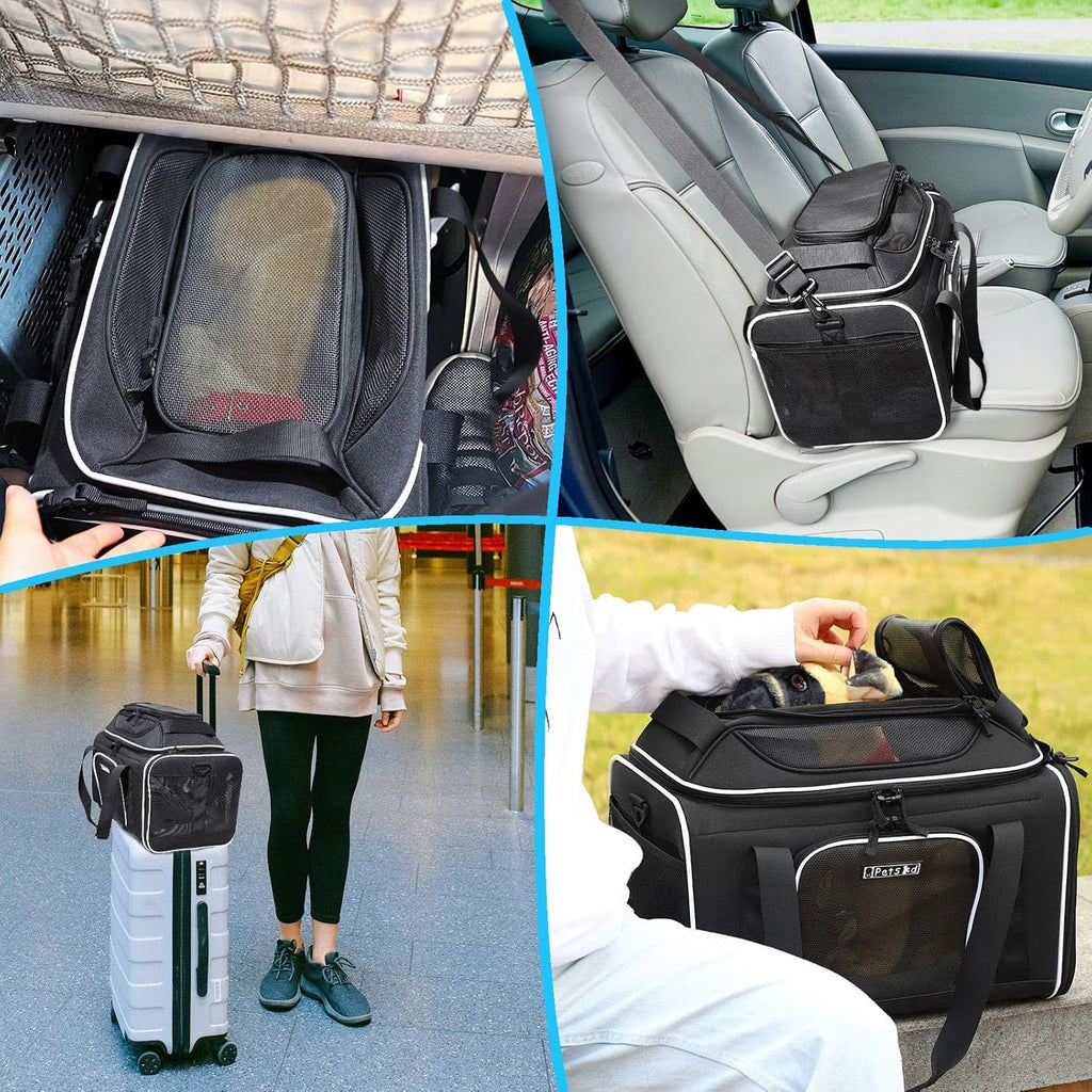Petskd Top-Expandable Small Pet Carrier 17"x11"x9.5" Airline Approved