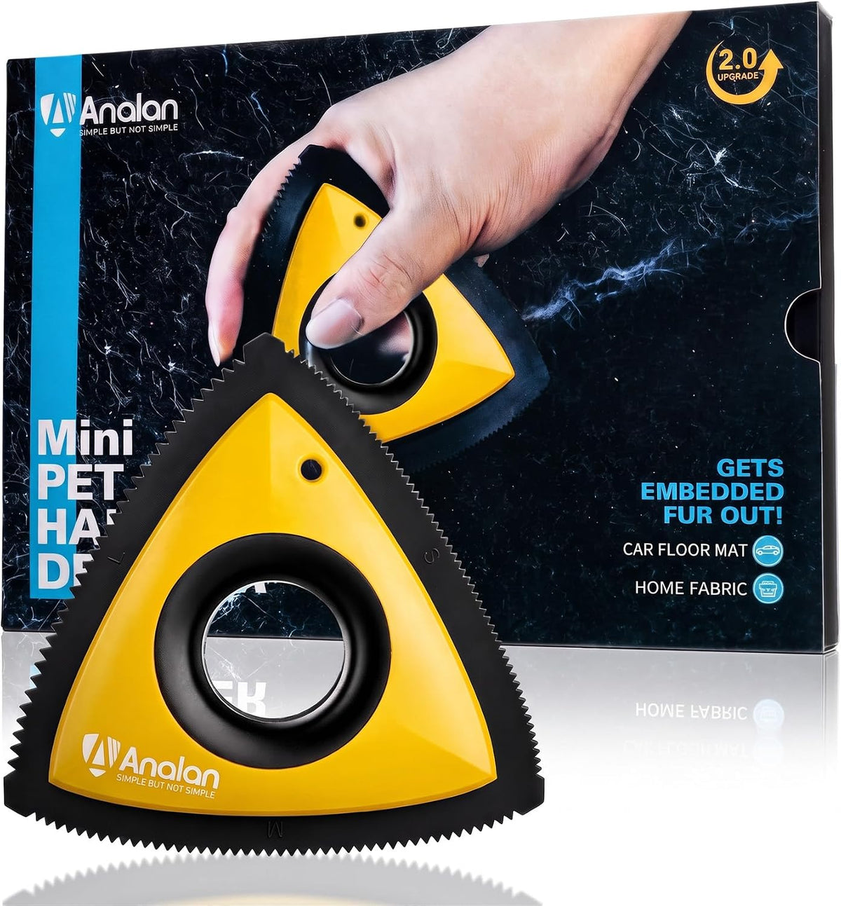 Analan Mini Pet Hair Remover for Car Detailing Dog Hair Tool Brush (Yellow)