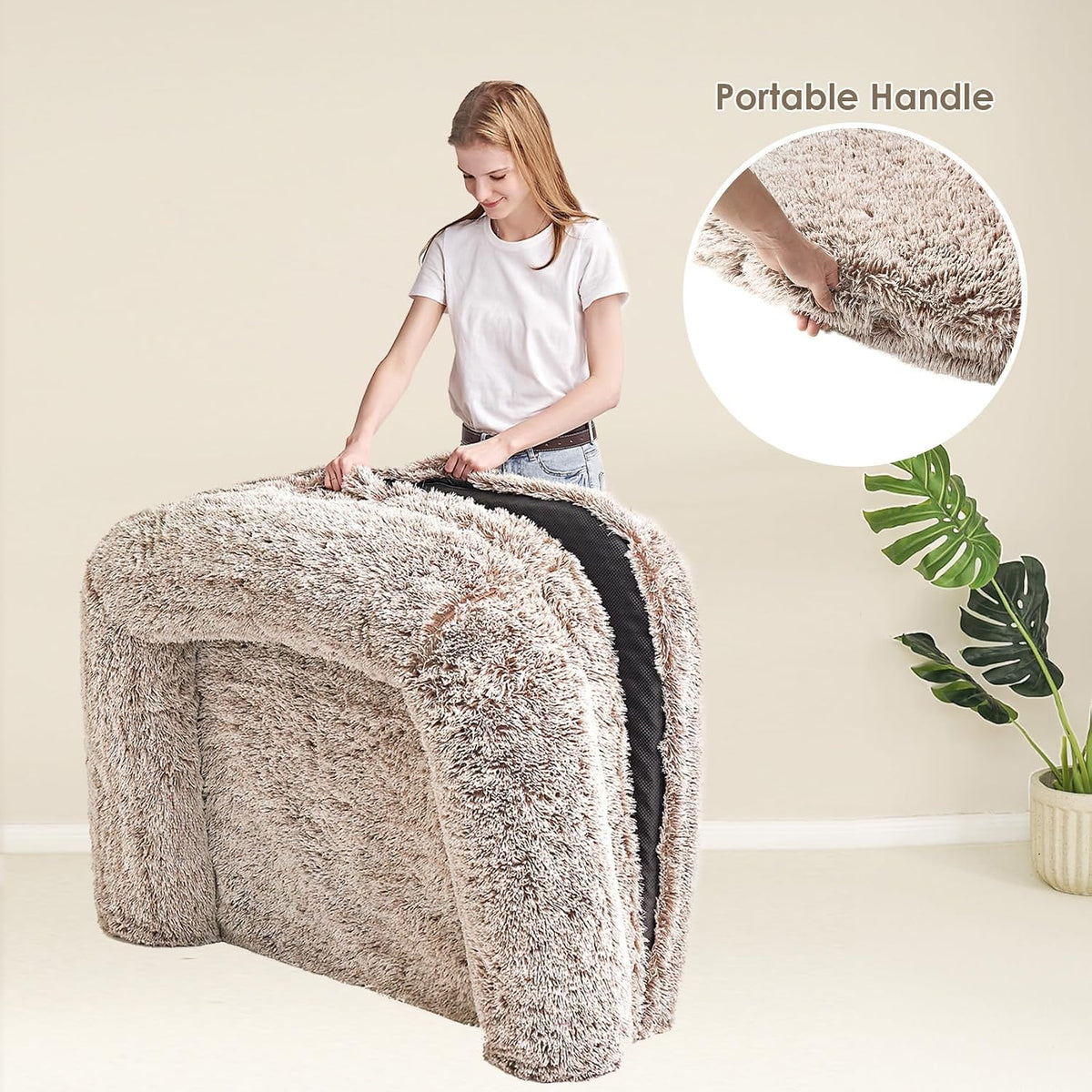 EHEYCIGA Foldable XXL Dog Bed for Large Sized Dog - 54x38x7.5, Faded Brown