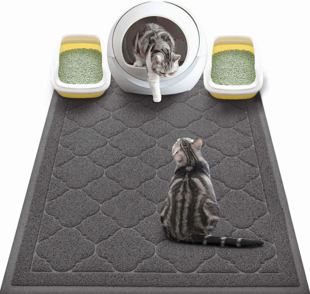 WePet Cat Litter Box Mat, Kitty Premium PVC Pad, Durable Trapping Rug, Phthalate Free, Urine-Resistant, Scatter Control, XXL 47 x 36 Inch, Black