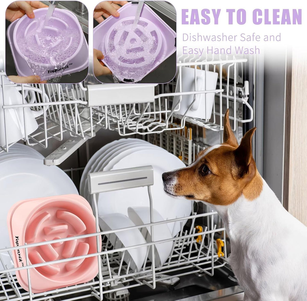 2 Pack Slow Feeder Dog Bowls for Medium Dogs & Cats | Non-Slip Base, Anti-Choking Design, Reduces Bloating & Overeating, Easy to Clean, 1.5-2 Cups