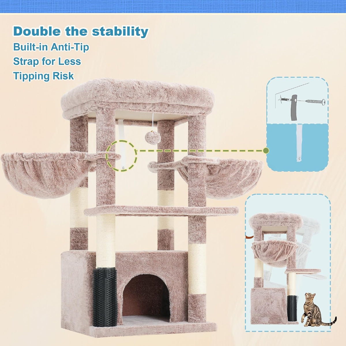 Hey-brother Cat Tree Tower with Large Platform, Spacious Condo, MPJ060MU