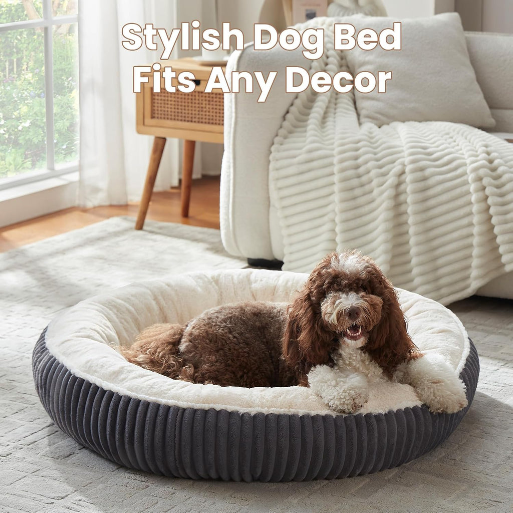 42 inches Calming Donut Dog Bed for Large Plus Dogs,Charcoal