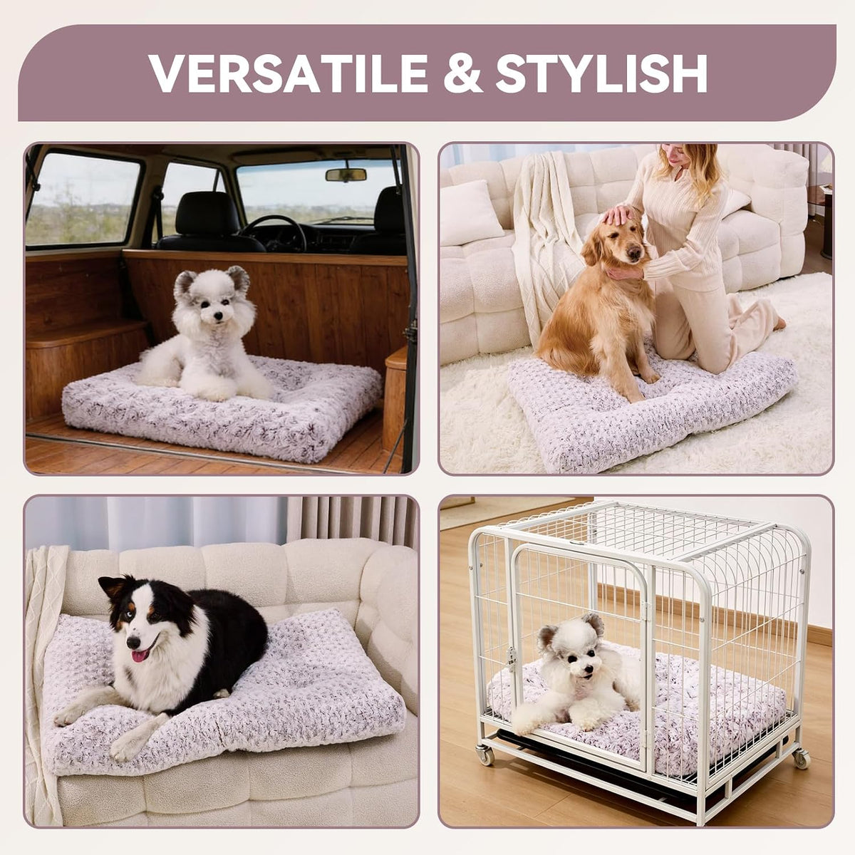 Small Dog Crate Bed Mat, Washable Plush Pad for Puppies & Cats