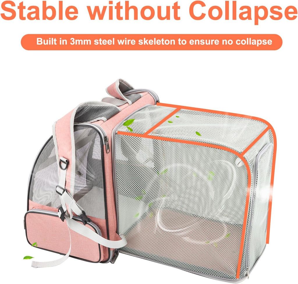Texsens Innovative Traveler Bubble Backpack Pet Carriers for Cats and Dogs (Expandable-Pink)