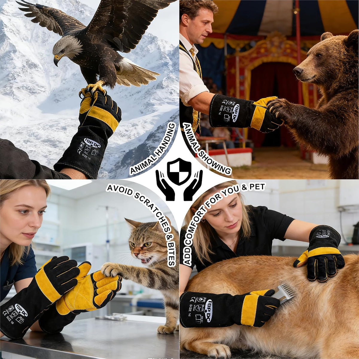 TOPDC Animal Handling Gloves, 16-Inch Bite & Scratch Resistant for Dog Cat