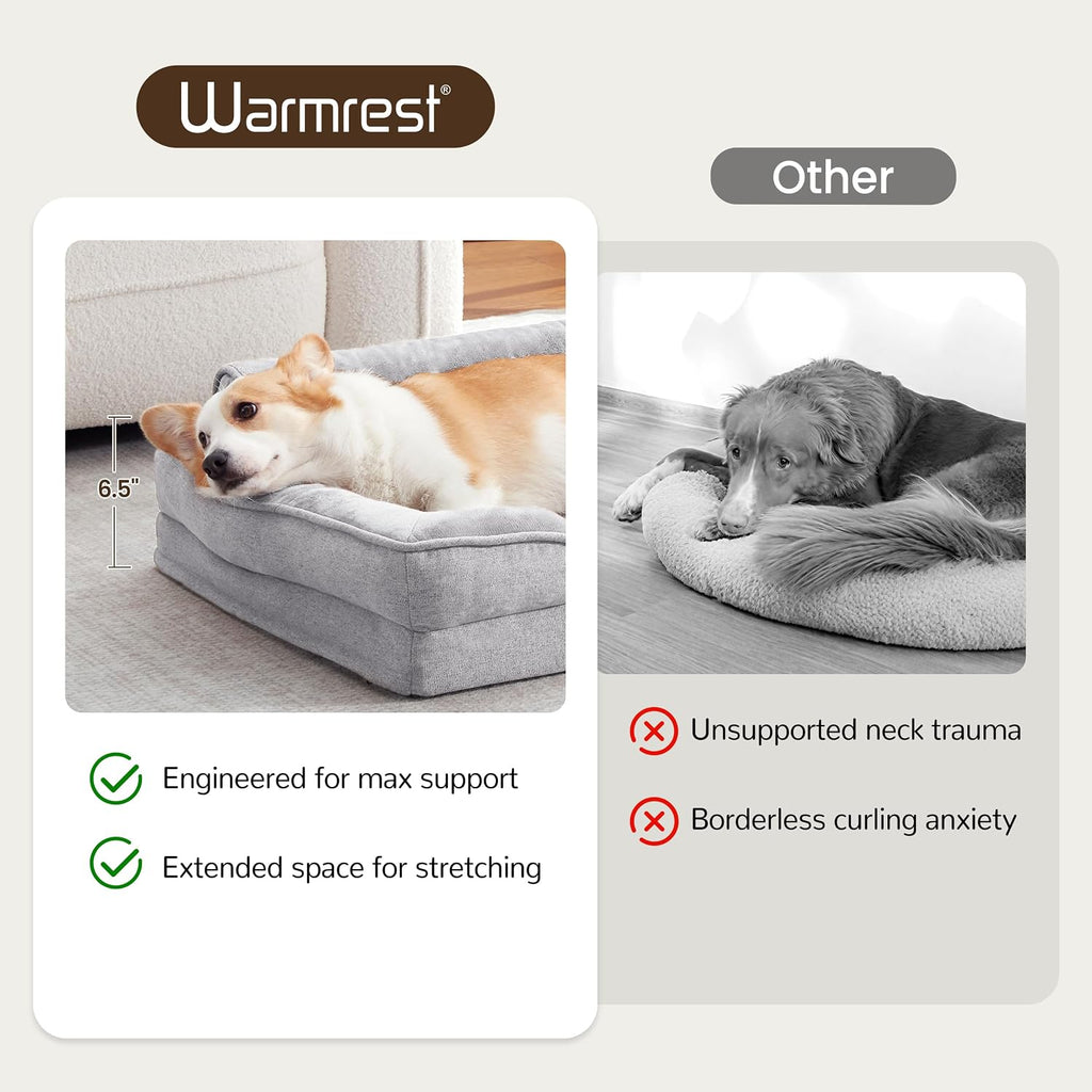 Large Orthopedic Dog Bed for Medium Dogs, Removable Washable, Grey