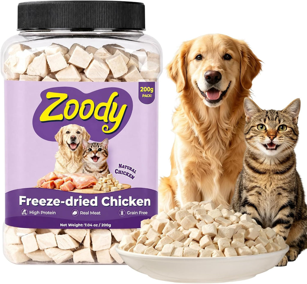 Zoody Freeze Dried Chicken Treats for Cats & Dogs Treating & Topper 7.05 oz