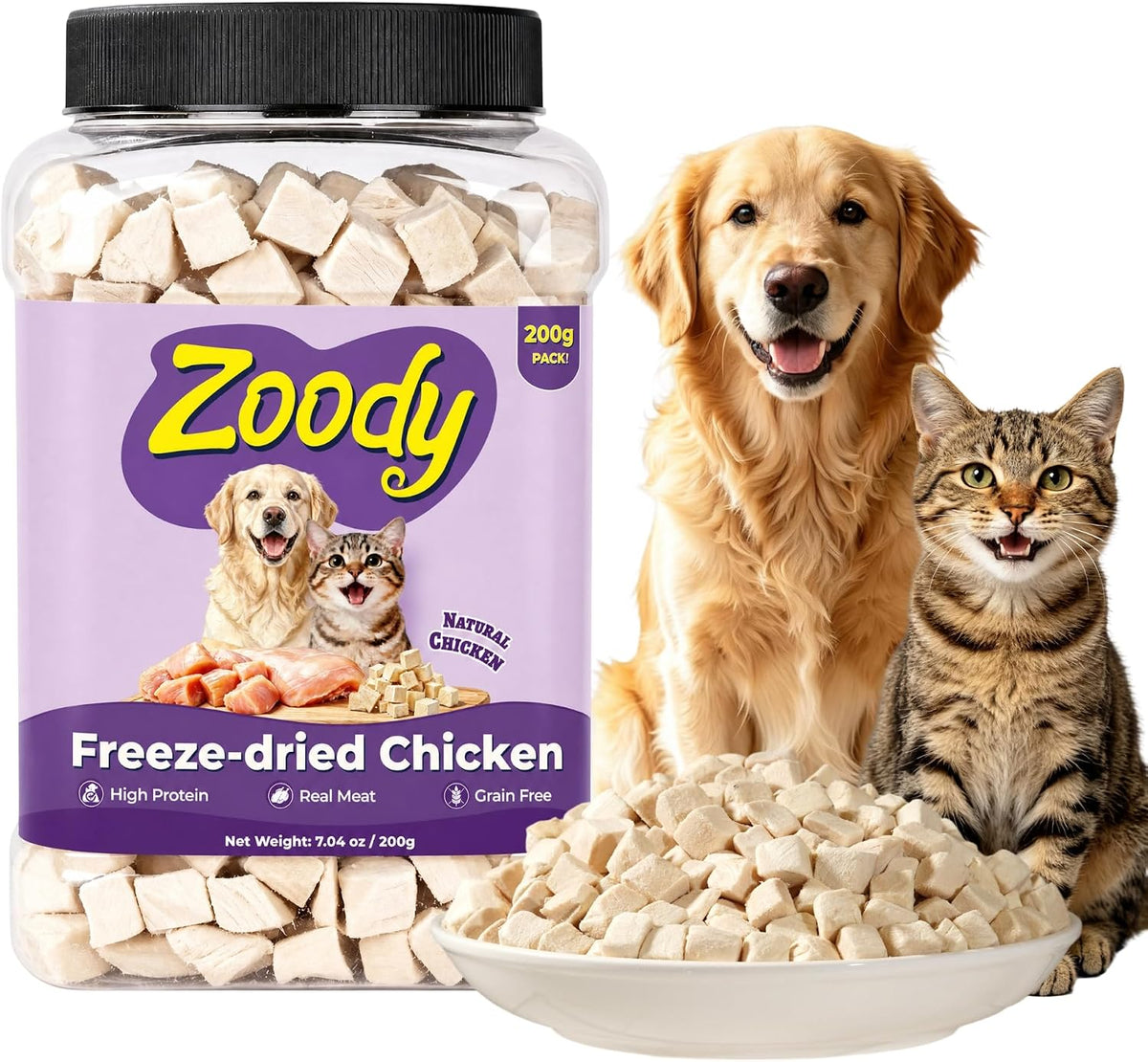 Zoody Freeze Dried Chicken Treats for Cats & Dogs Treating & Topper 7.05 oz