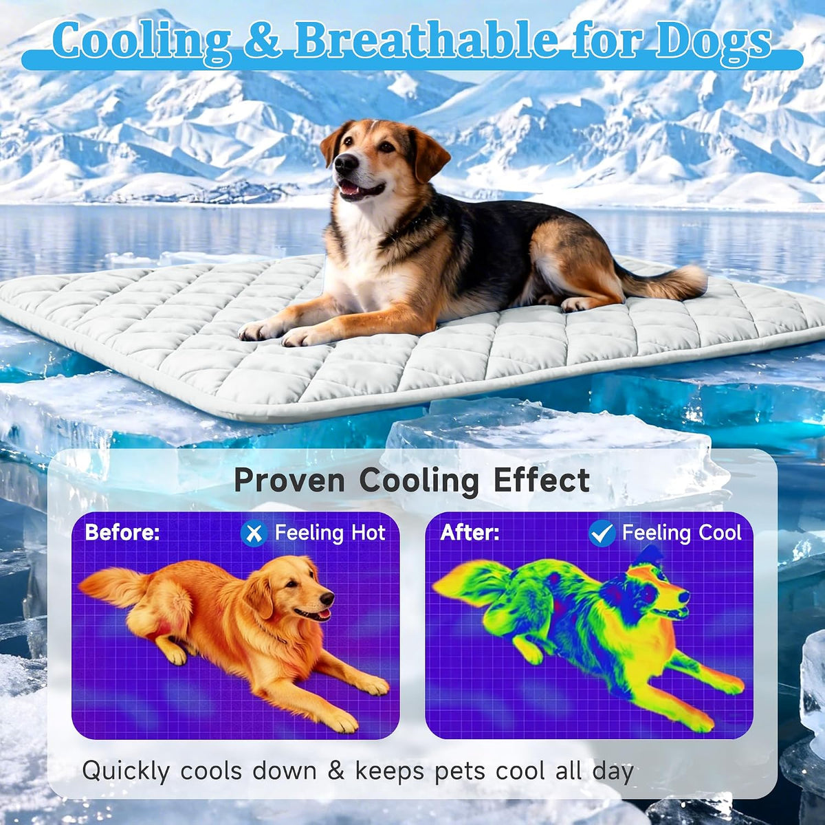 Cooling Blanket for Dogs, Dog Cooling Mat & Bed, Q-MAX>0.42- Lightweight, Durable & Breathable Pet Throw for Sofa, Car and Furniture Protector, Reversible Design, Easy to Clean, 28"x40", Gray
