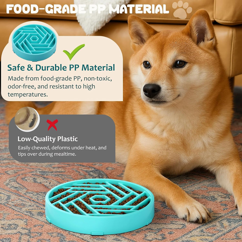 WHIPPY Slow Feeder Dog Bowl, Puzzle Maze Design to Slow Down Eating, 3-Cup Capacity, Anti-Gulping Food Bowl for Medium & Large Dogs,Sky Blue