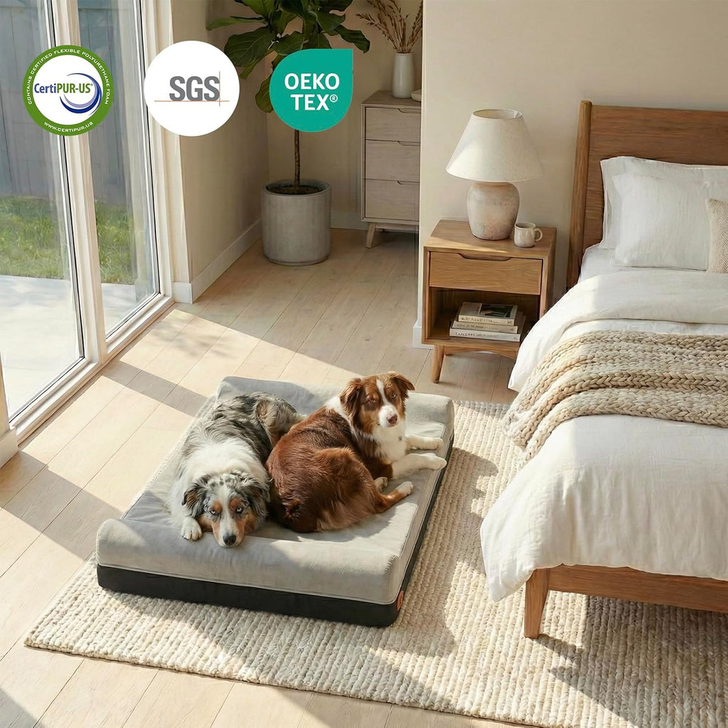 Laifug Orthopedic Dog Bed, Slate Grey 50''x36''x10'', Memory Foam