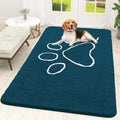 OLANLY Dog Door Mat for Muddy Paws 59x35, Paw Print Design Chenille Mud Mat