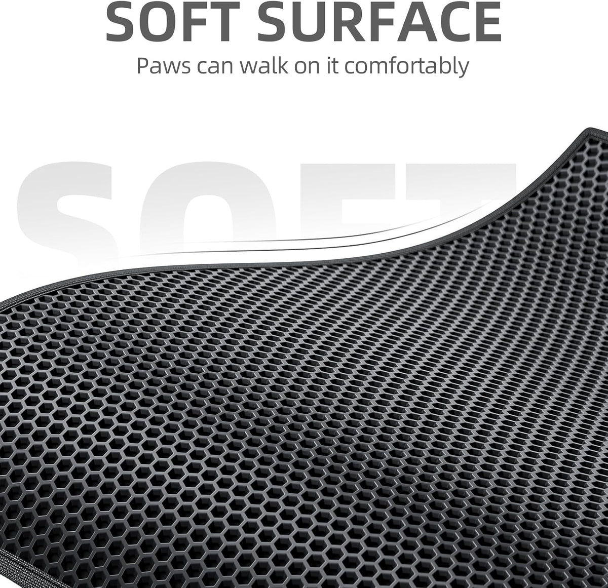 ESTHELLO Cat Litter Mat Honeycomb Double Layer Design 36’’ x 30’’ Black