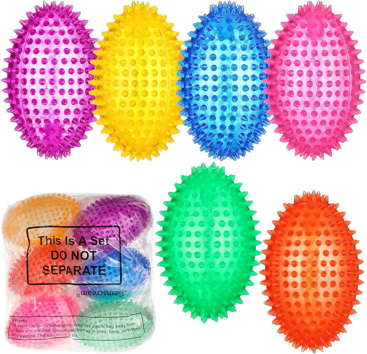 Gemscream 6 Pcs 4.7'' Squeaky Dog Toy Balls for Teething, 6 Colors