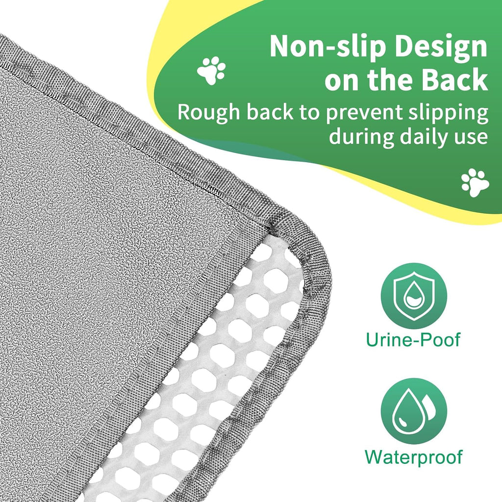 GRELY Cat Litter Mat, 32"x22" Litter Box Trapping Mat for Indoor Cat, 2 Layer Non-Slip Waterproof Urine Proof Collapsible Kitty Pet Rug