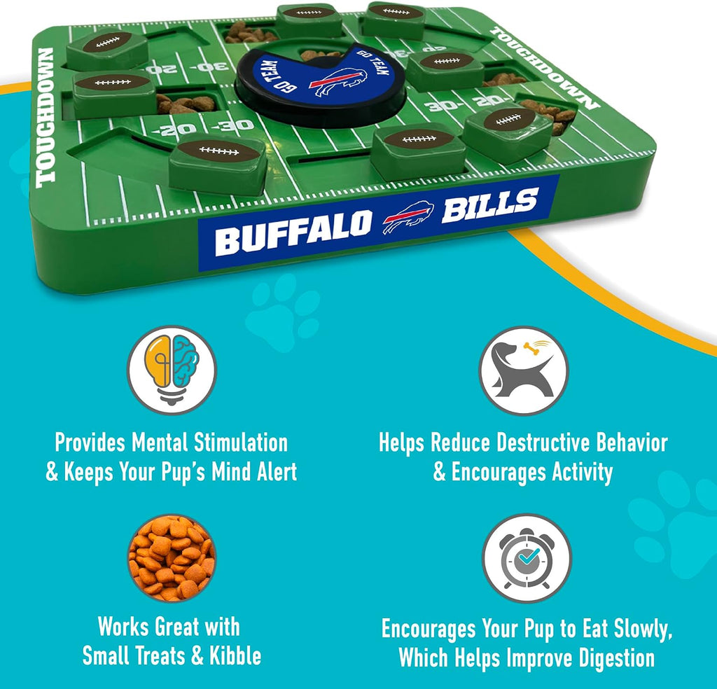 Pets First NFL Buffalo Bills Large Puzzle Toy for Dogs, Slow Feeder Board for Pets, New Bigger Size, Interactive Doggie Treat Toy
