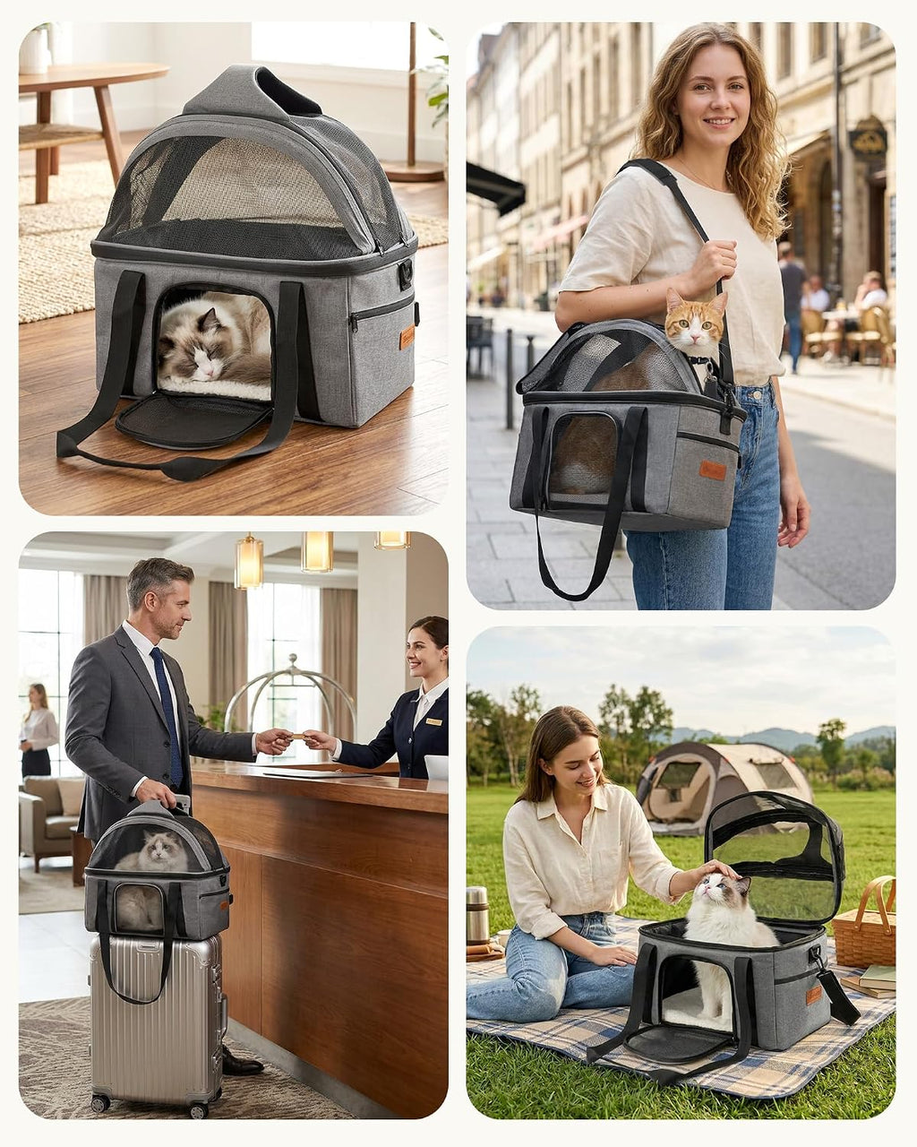 BurgeonNest Top-Expandable Cat Carrier with Full-Open Canopy, Up to 15 lbs