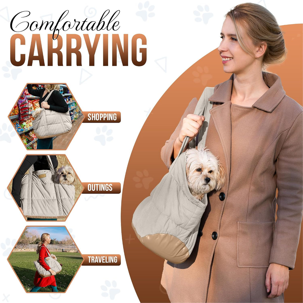 Plush Dog Purse Carrier for Small Dogs, Soft Tote, White