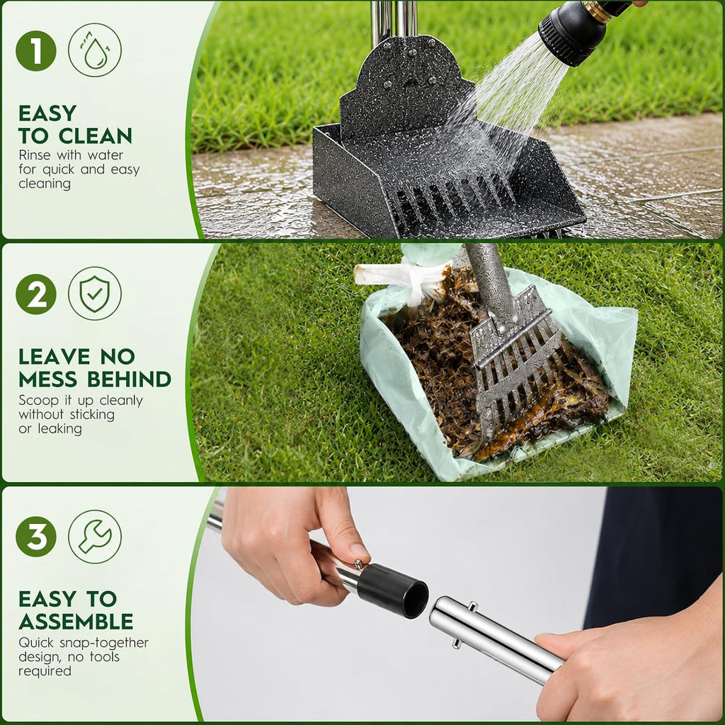 Pooper Scooper，Long Handle Dog Pooper Scooper，No More Bending , Easy to use