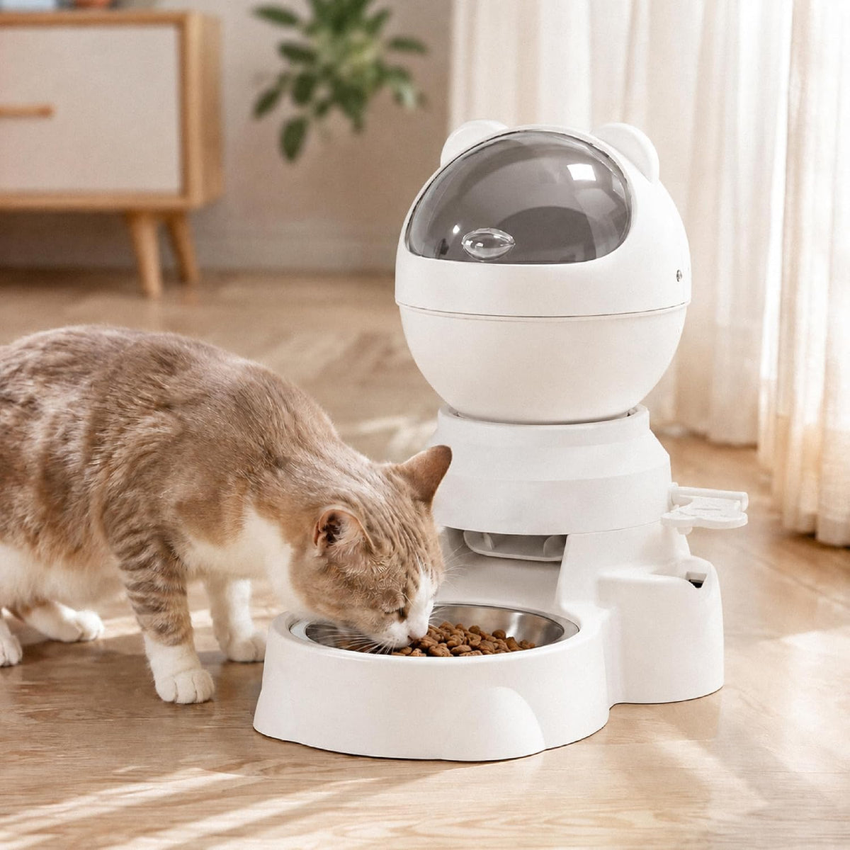 2‑in‑1 Manual Puzzle Pet Feeder, 1.5L Press Dispenser for Cats & Small Dogs