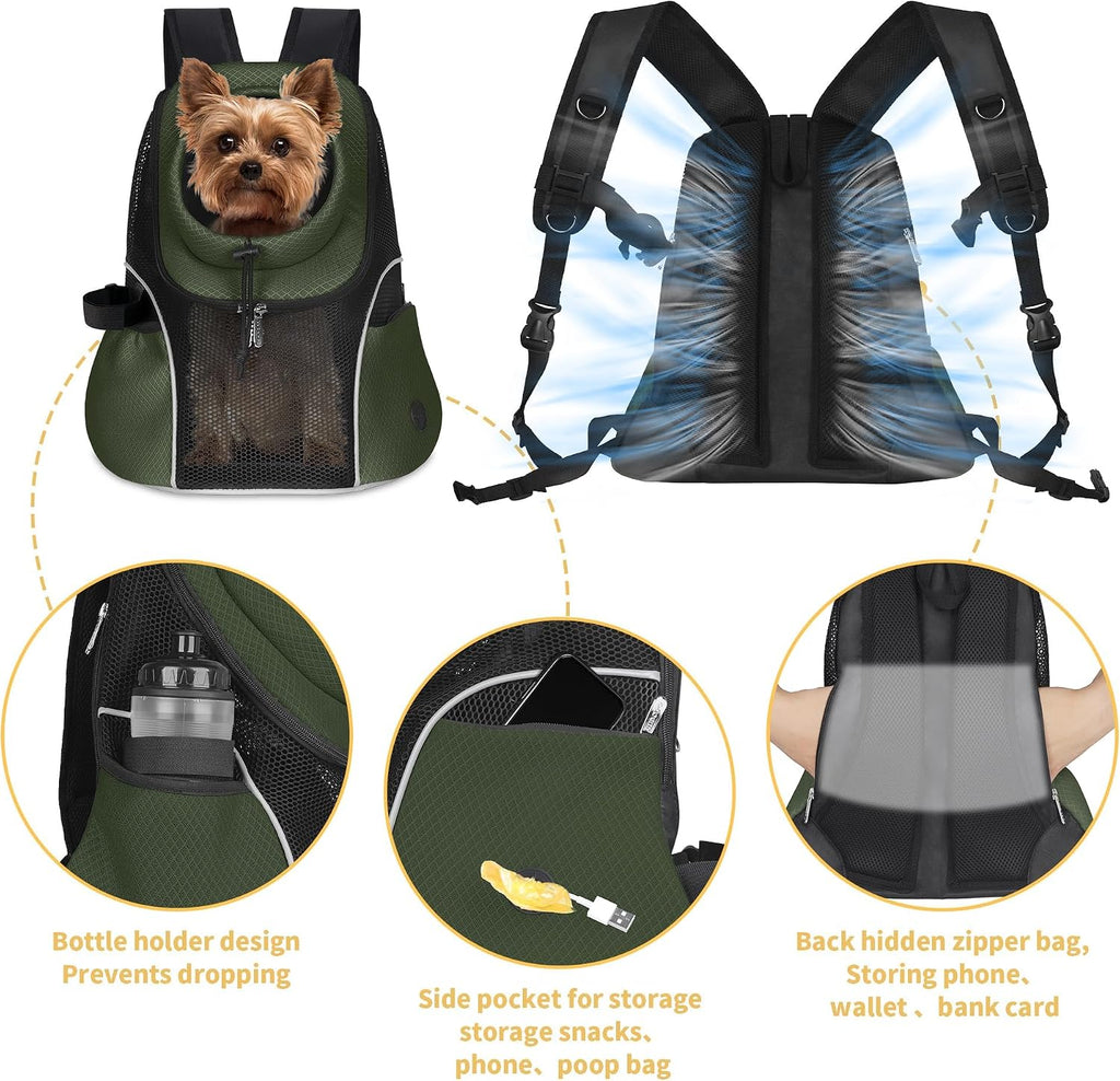 WOYYHO Pet Dog Carrier Backpack, Ventilated Mesh Small Dog Front Backpack