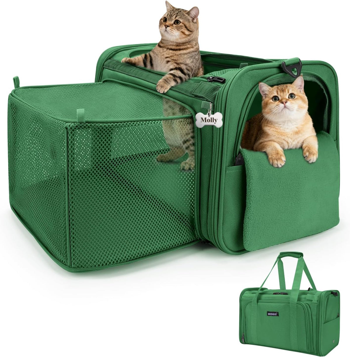 MIDOG Soft Cat Carrier Airline Approved, Expandable for Cats Up to 15lbs