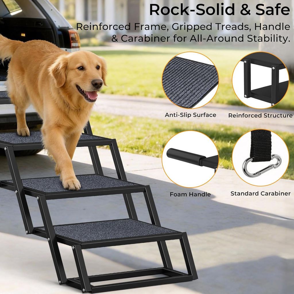 URPOWER Dog Stairs for Large Dogs Extra Wide 20" with 5-Step Dog Ramp Steps