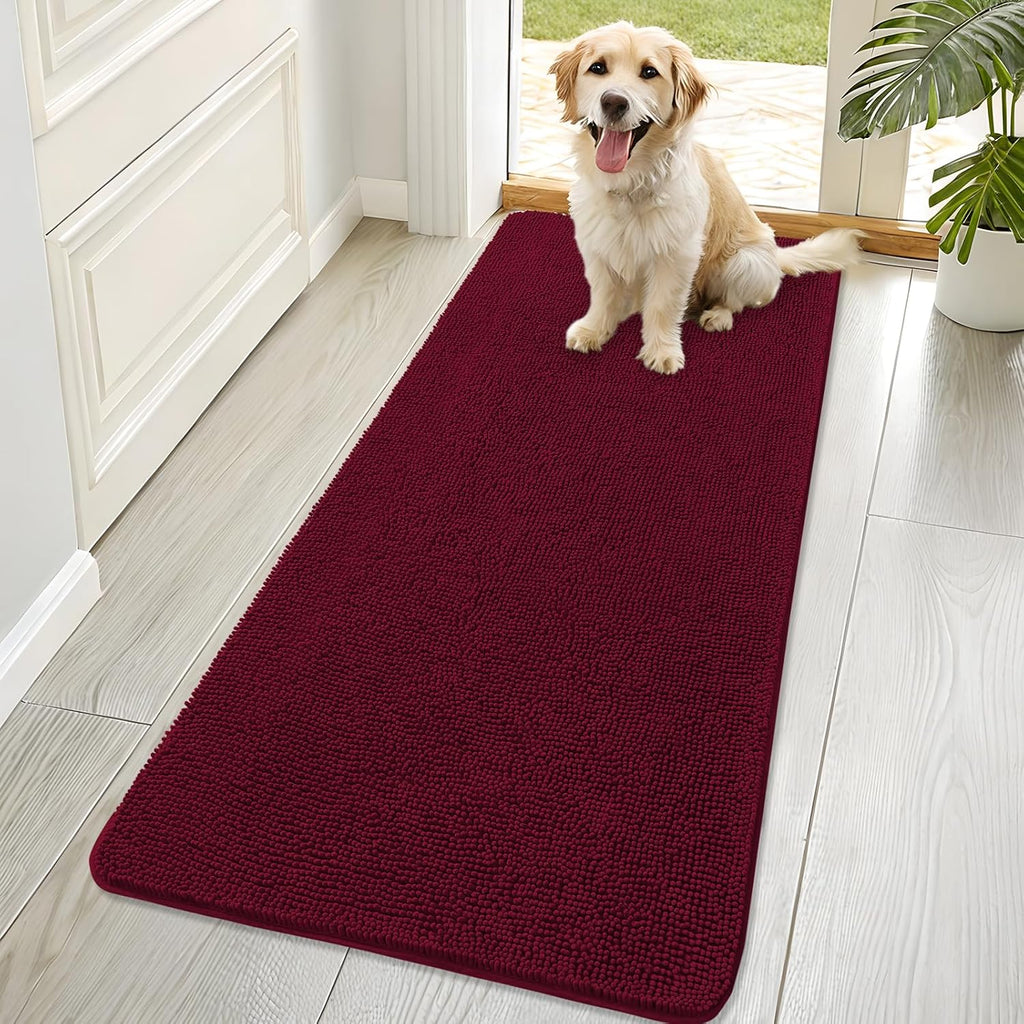 OLANLY Dog Door Mat for Muddy Paws 70x32, Super Absorbent Chenille Mud Mat