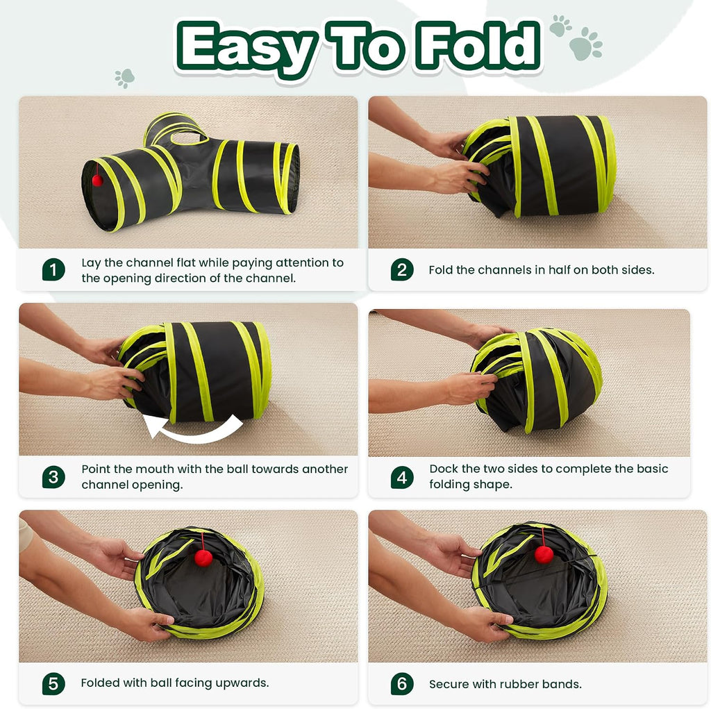 Love's cabin Cat Tunnel for Indoor Cats, 3-Way Collapsible Play Tunnel