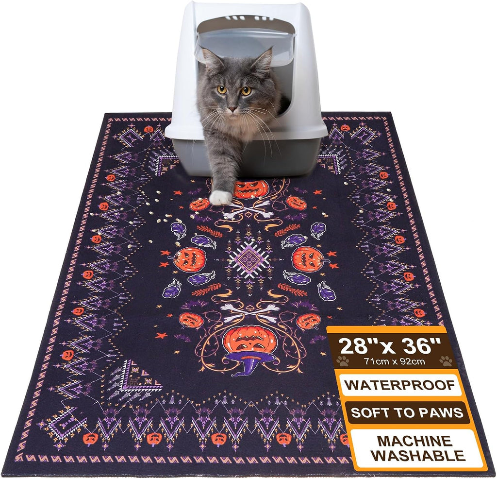 BEAUTYZOO Cat Litter Mat, 28" x 36" Large Litter Trapping Mat, Waterproof