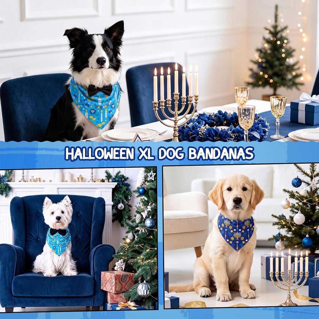 Huhumy 100 Pcs Hanukkah Dog Bandanas Bulk Bandana for Dogs Hanukkah Decor