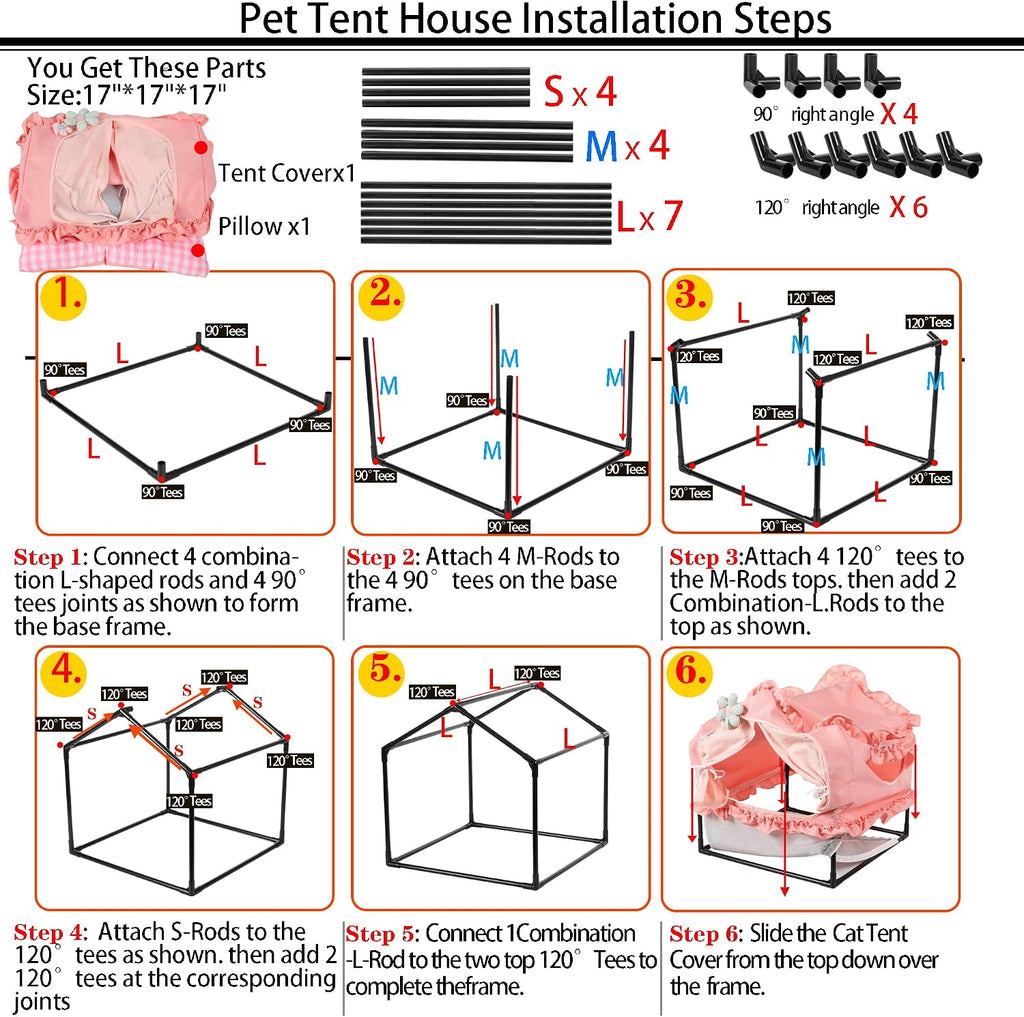 Yellow Indoor Cat House with Frame Foldable Breathable for Small Dog