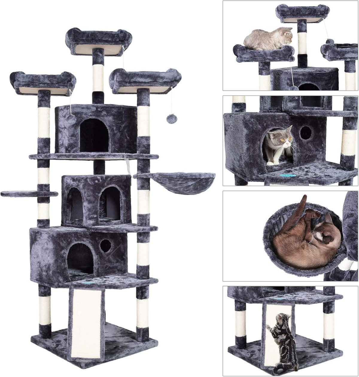 Hey-brother Cat Tree Tower with Multi-Level Large Condo, Platform, MPJ032G