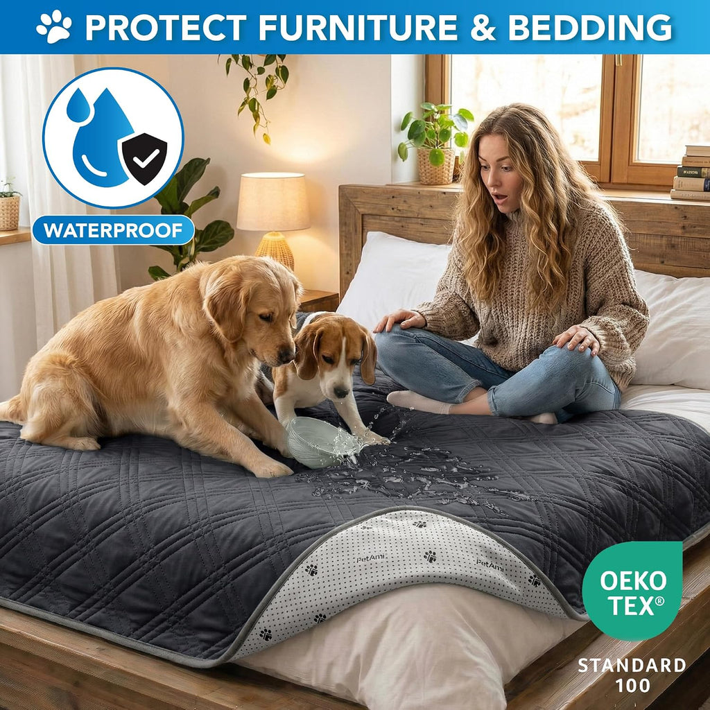 PetAmi Waterproof Dog Cooling Mat Pet Pad for Crate Couch Bed, Grey, 40x60