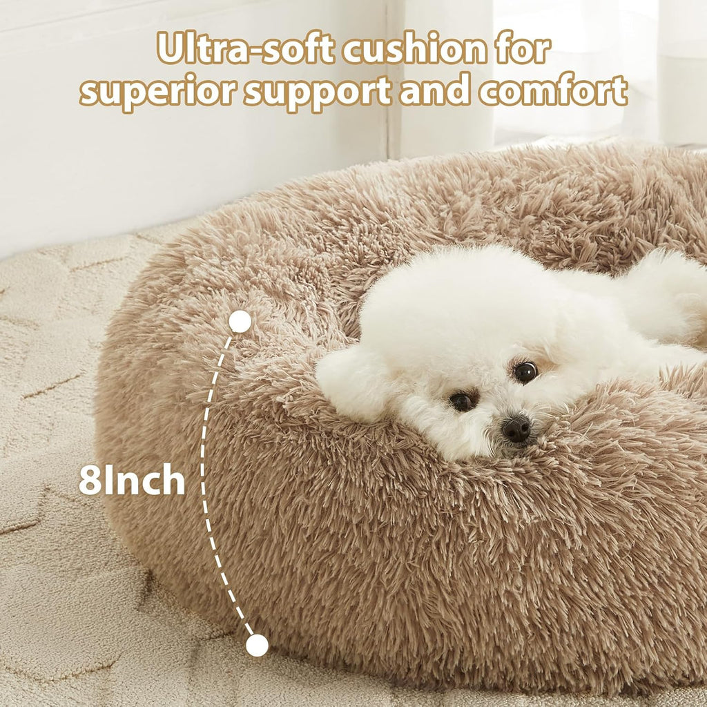 WNPETHOME Medium Round Calming Dog Bed Cat Bed for Comfy Sleep