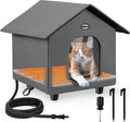 Dreyoo 1 Pack Heated Cat House Weatherproof, Dark Gray