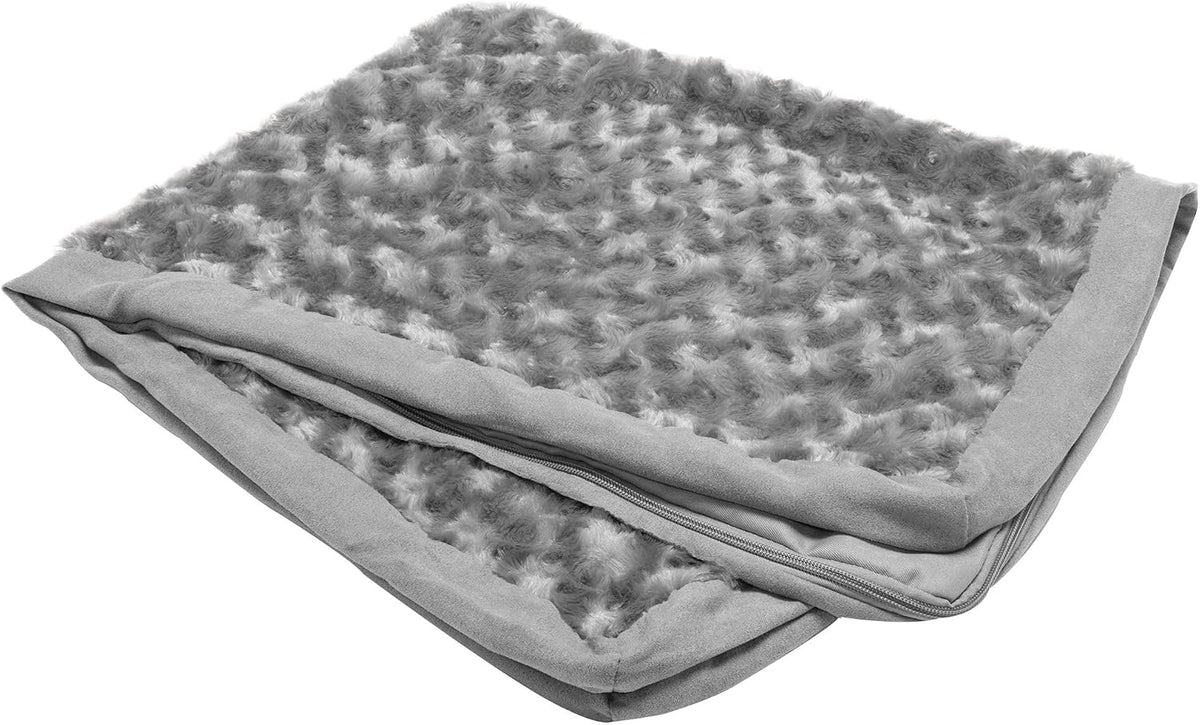 Furhaven Replacement Dog Bed Cover Ultra Plush Faux Fur & Suede Mattress, Machine Washable - Gray, Jumbo (X-Large)