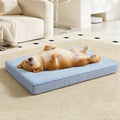 Cooling Dog Bed for Large Dogs, Washable Memory Foam Dog Beds for Crate with Joint Relief, Waterproof Liner and Removable Cover (35’’x 22’’)