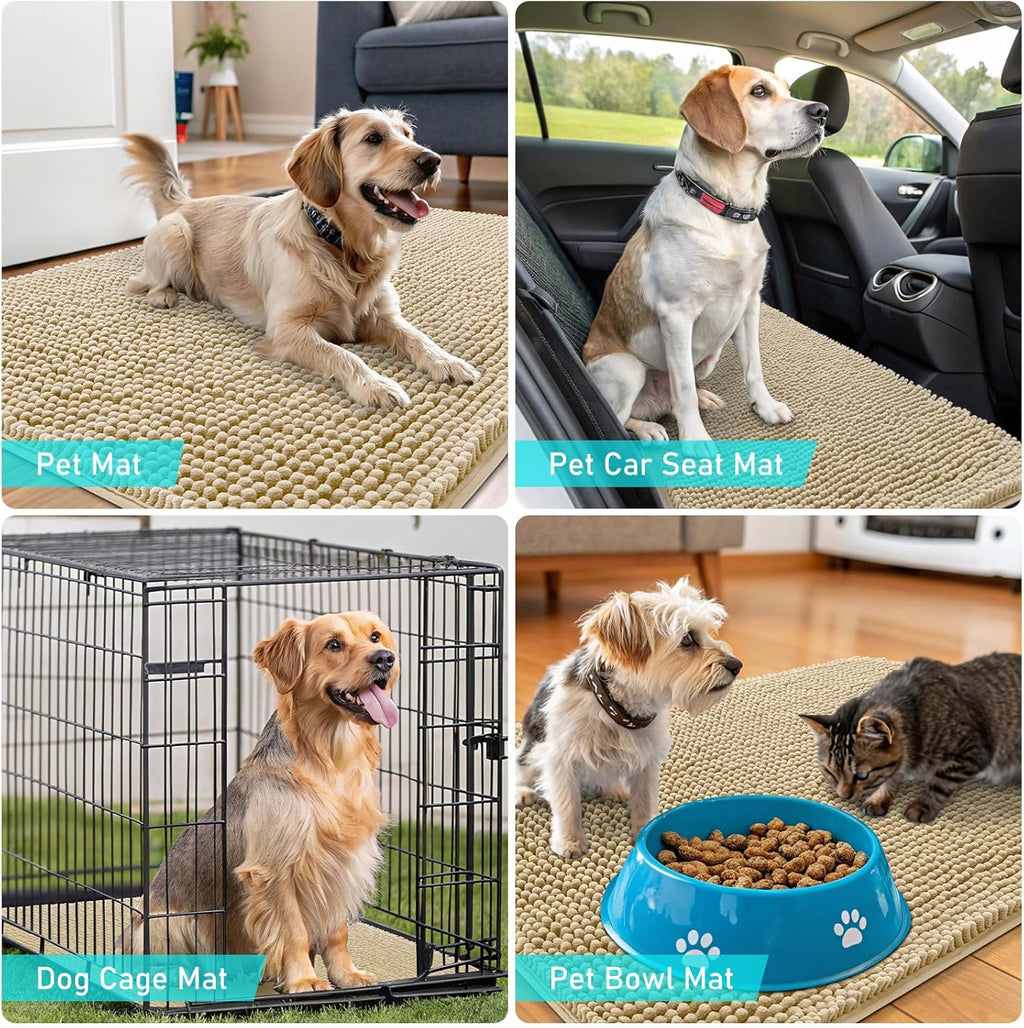OLANLY Dog Door Mat for Muddy Paws 40x32, Super Absorbent Chenille Mud Mat