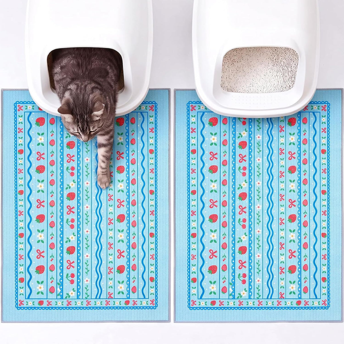 Bienbee Cat Litter Mat, 2 Pack 33" x 22" Machine Washable for Litter Boxes