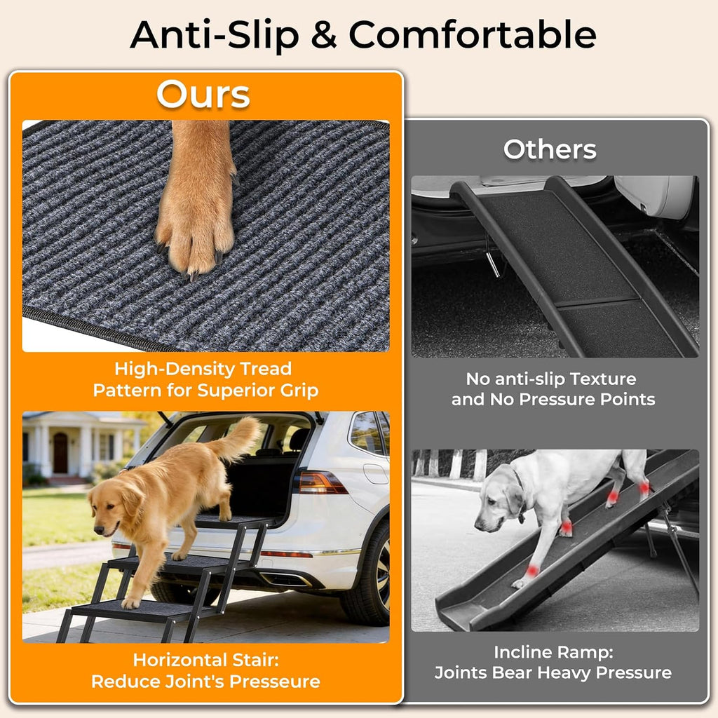 URPOWER Dog Stairs for Large Dogs Extra Wide 20" with 5-Step Dog Ramp Steps