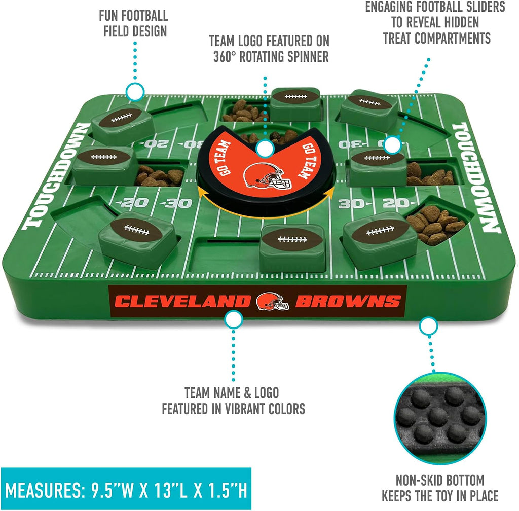 Pets First NFL Cleveland Browns Large Puzzle Toy for Dogs, Slow Feeder Board for Pets, New Bigger Size, Interactive Doggie Treat Toy