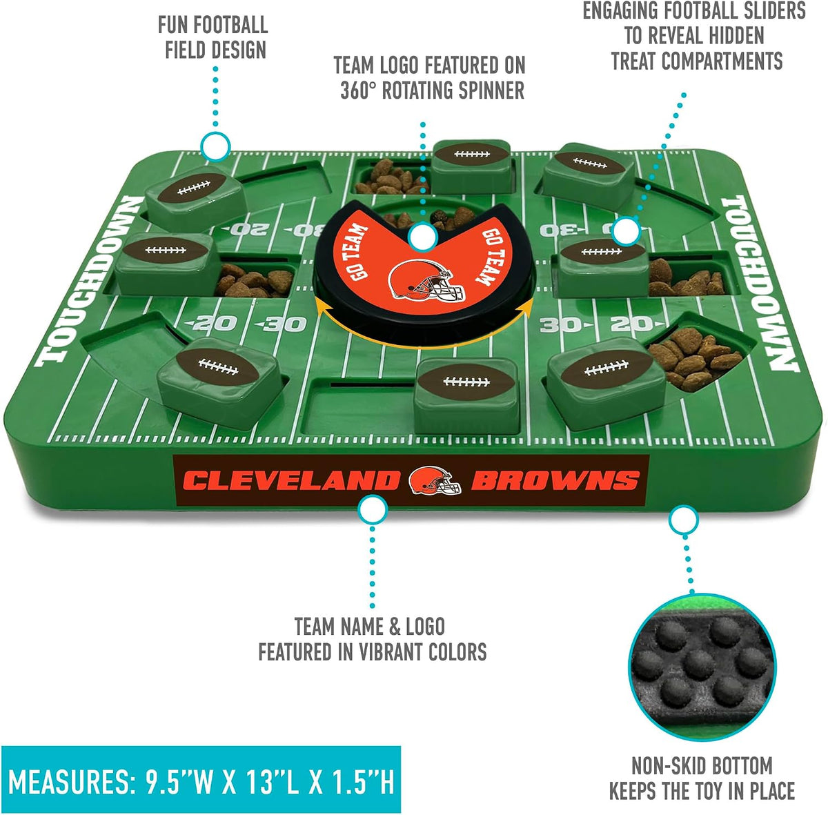 Pets First NFL Cleveland Browns Large Puzzle Toy for Dogs, Slow Feeder Board for Pets, New Bigger Size, Interactive Doggie Treat Toy