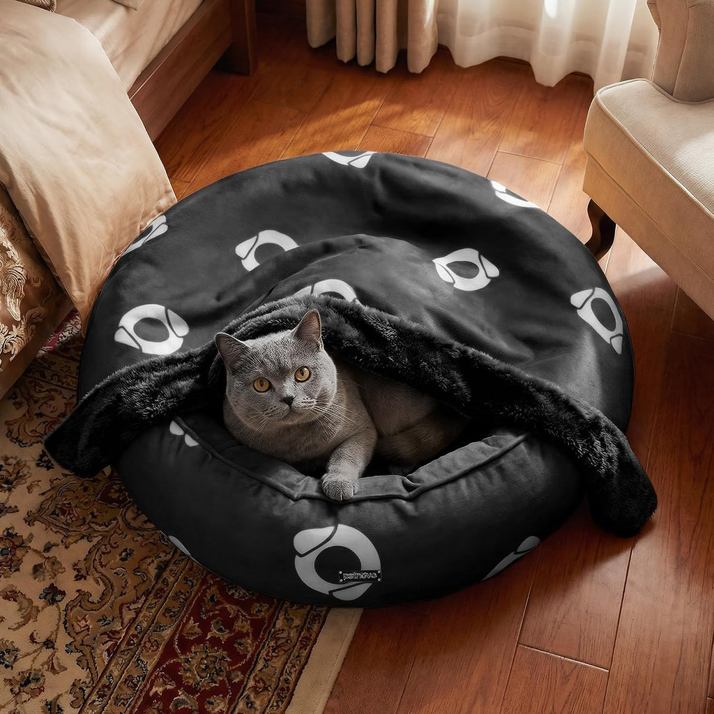 PETNOVO Dog Bed with Reversible Blanket for Cats and Small to Medium Dogs