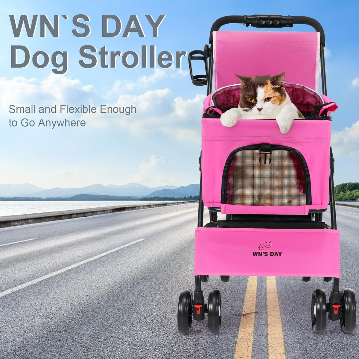3 in 1 Pet Dog Stroller for Small Medium Dogs 10-30 lbs,Cat Strollers(Pink)
