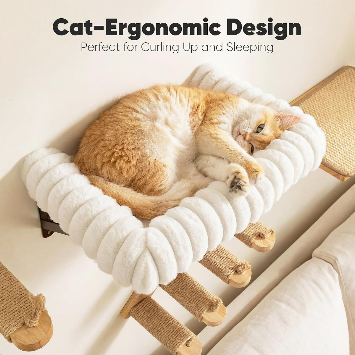 FUKUMARU Cat Wall Shelves, 17 x 10 Inch, Soft Cushion