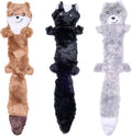 ZippyPaws Skinny Peltz No Stuffing Dog Toy Pack to Keep Them Busy - 18" | For Medium and Large Dogs, Squeaky Pet Toys, Unstuffed Chew Toys, Soft Plush Variety Pack, Weasel, Skunk, and Wolf